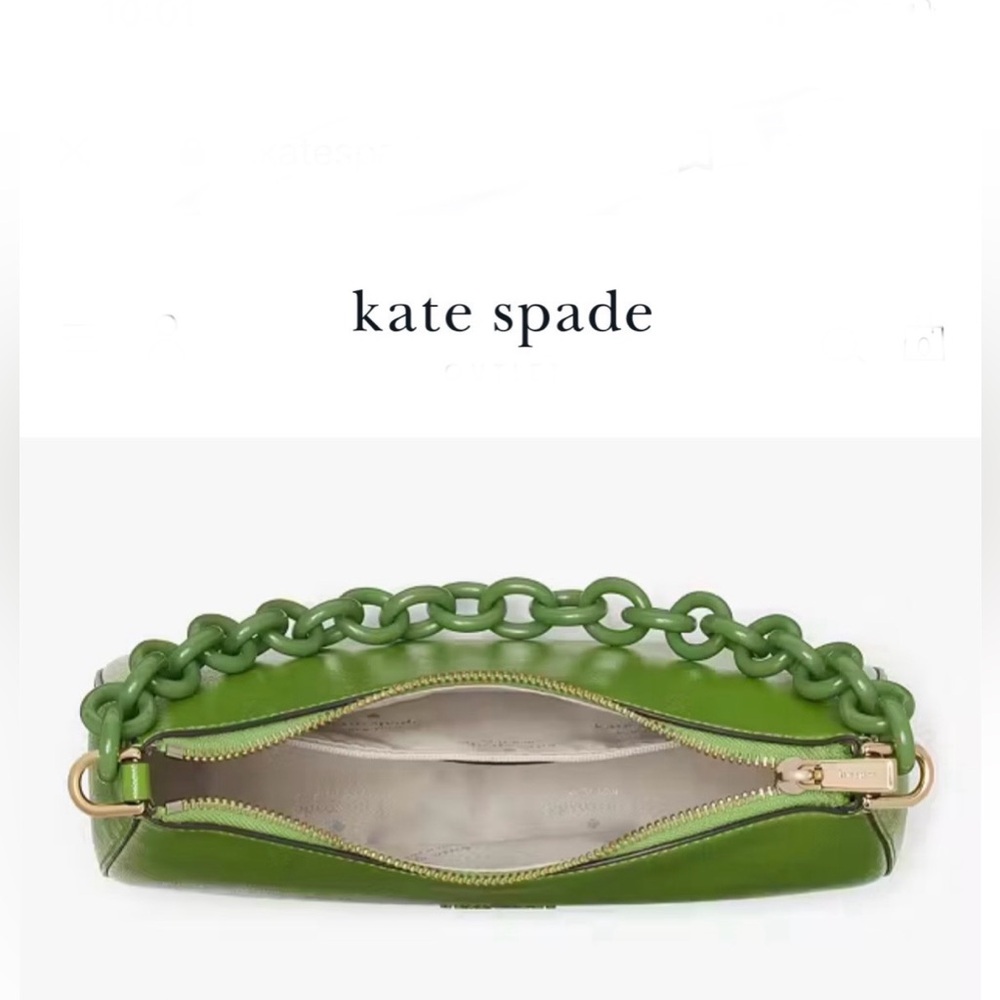 Kate Spade NEW YORK, Handbag+, Matching Chain Link, Apple Green, Authentic - Picture 5 of 13